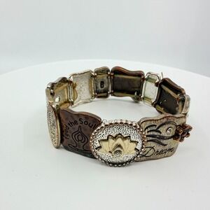 Vintage Boho Mixed Metal Stretch Bracelet - Lotus Yoga Spirit